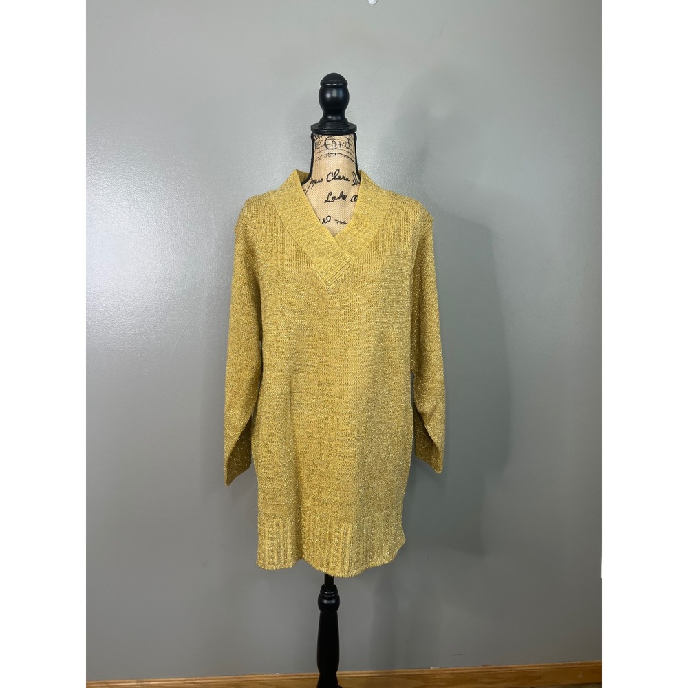 Vintage Diane Von Furstenberg the color Authority‎ gold metallic sweater tunic